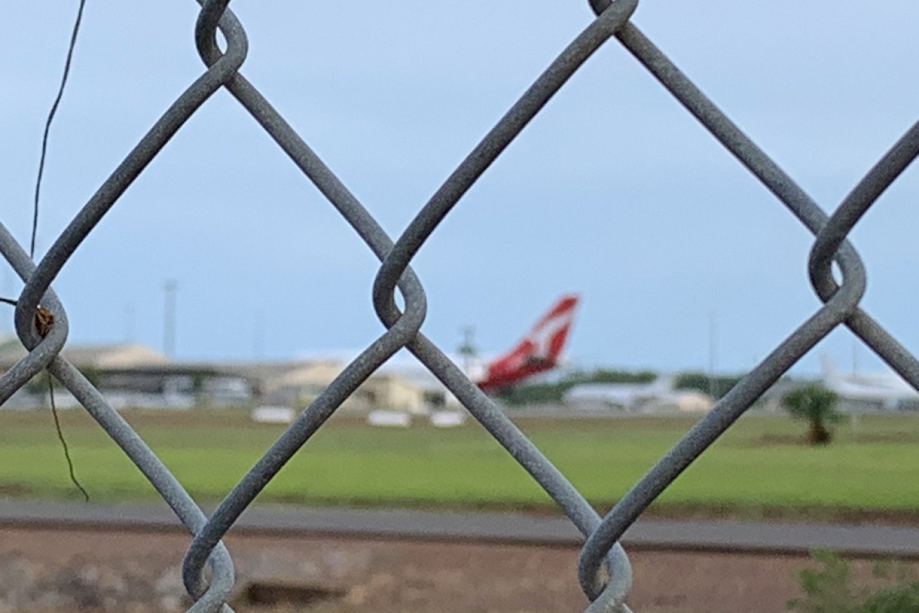 The Qantas plane on the tarmac in Darwin on Thursday morning.