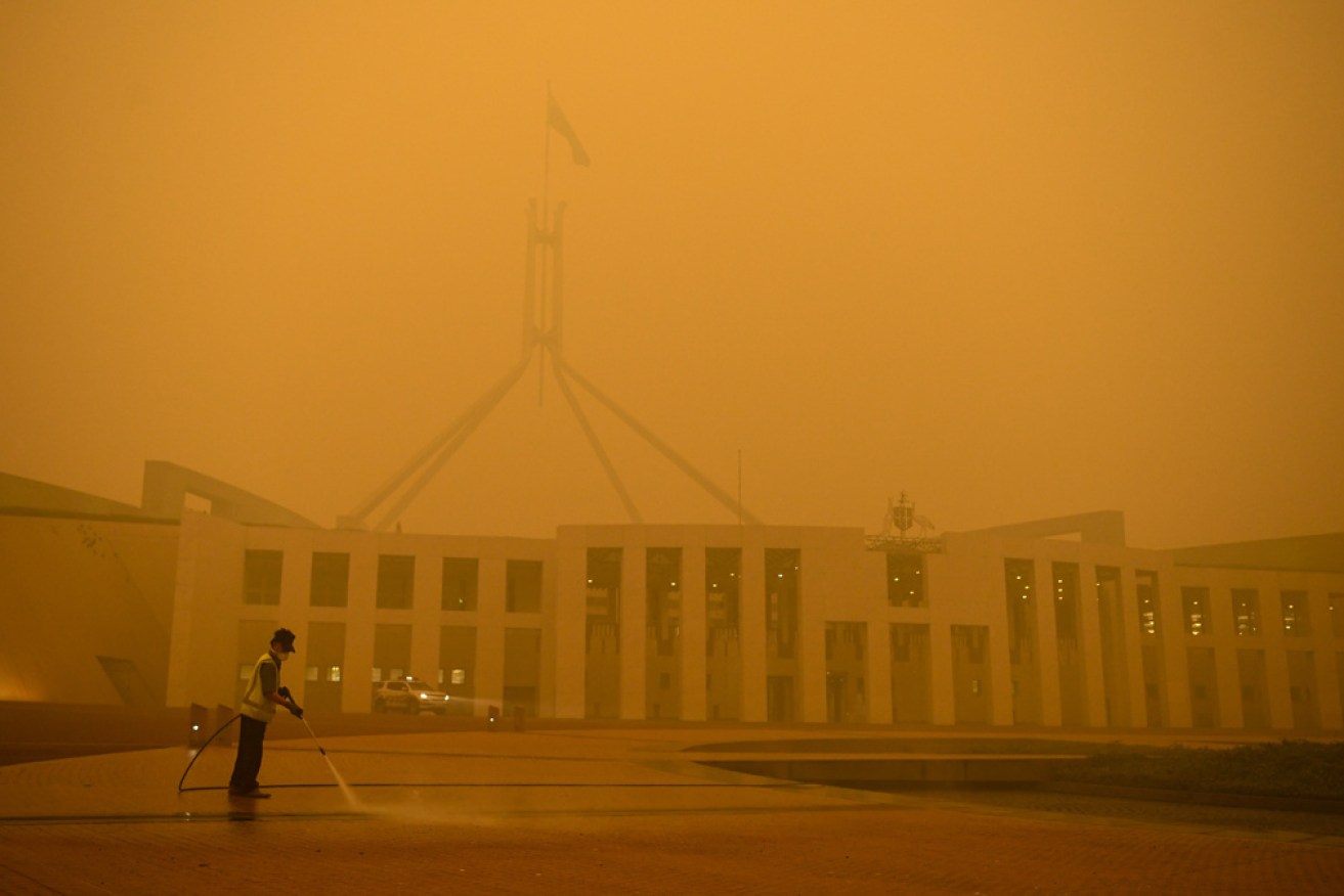 Canberra under a blanket of smoke in January 2020.