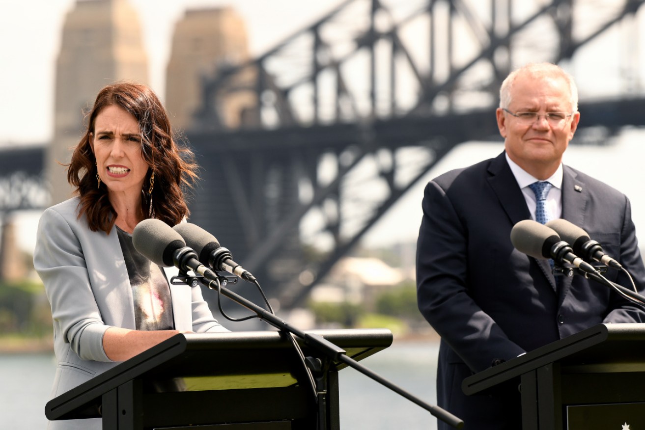 NZ PM Jacinda Ardern with Scott Morrison in Sydney early in 2020.