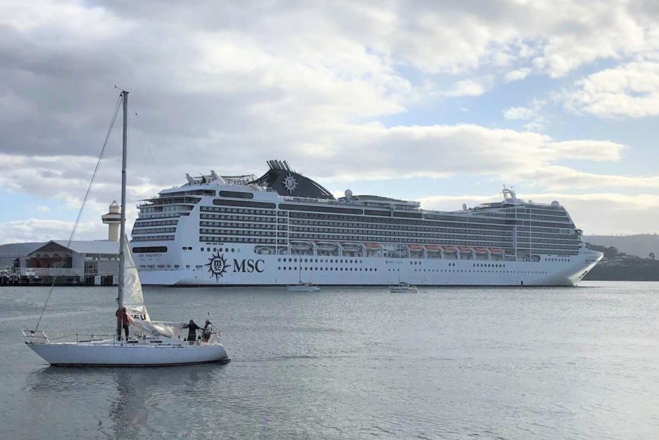 The MSC Magnifica arrived in Hobart today — but passengers have not been allowed to disembark.