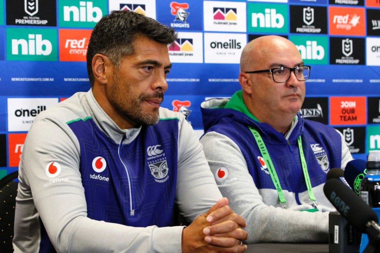 NZ Warriors chief executive Cameron George, right, had previously confirmed that the team is still committed to the NRL season.