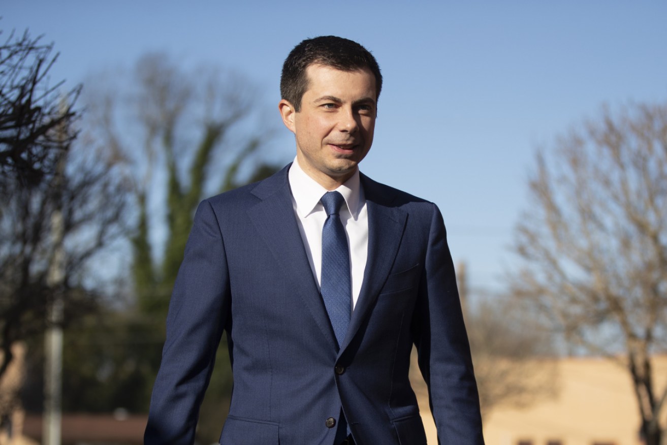 Democratic presidential candidate and former South Bend, Indiana mayor Pete Buttigieg speaks to the media on Sunday local time.