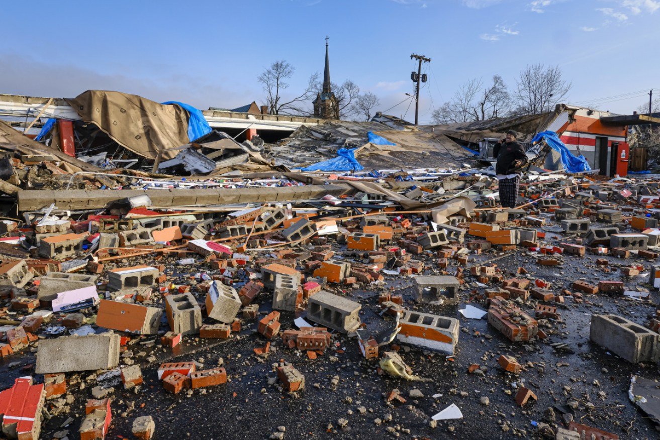 A destroyed auto parts store was among the damage by a tornado in Nashville.