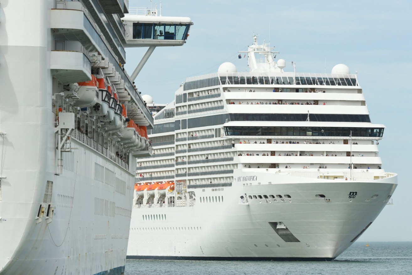 The MSC Magnifica in Melbourne last week. It is now off the coast of WA.