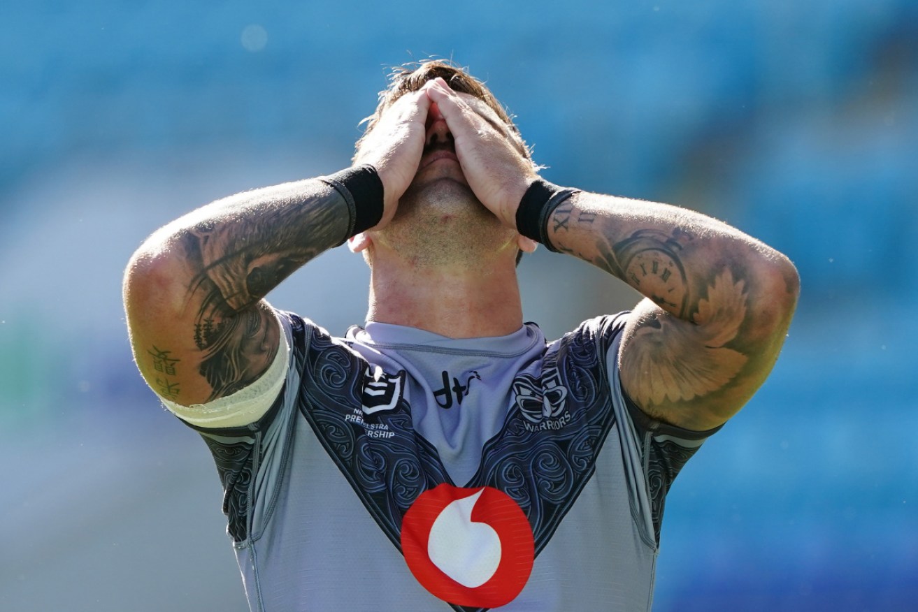 What next? Wayde Egan of the Warriors shows the strain after the aborted first weeks of the NRL season.  Photo: AAP 