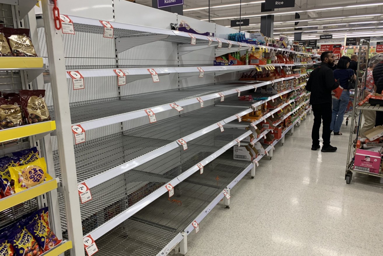 'Panic buying' images are spreading on social media, contributing to the stockpiling cycle.