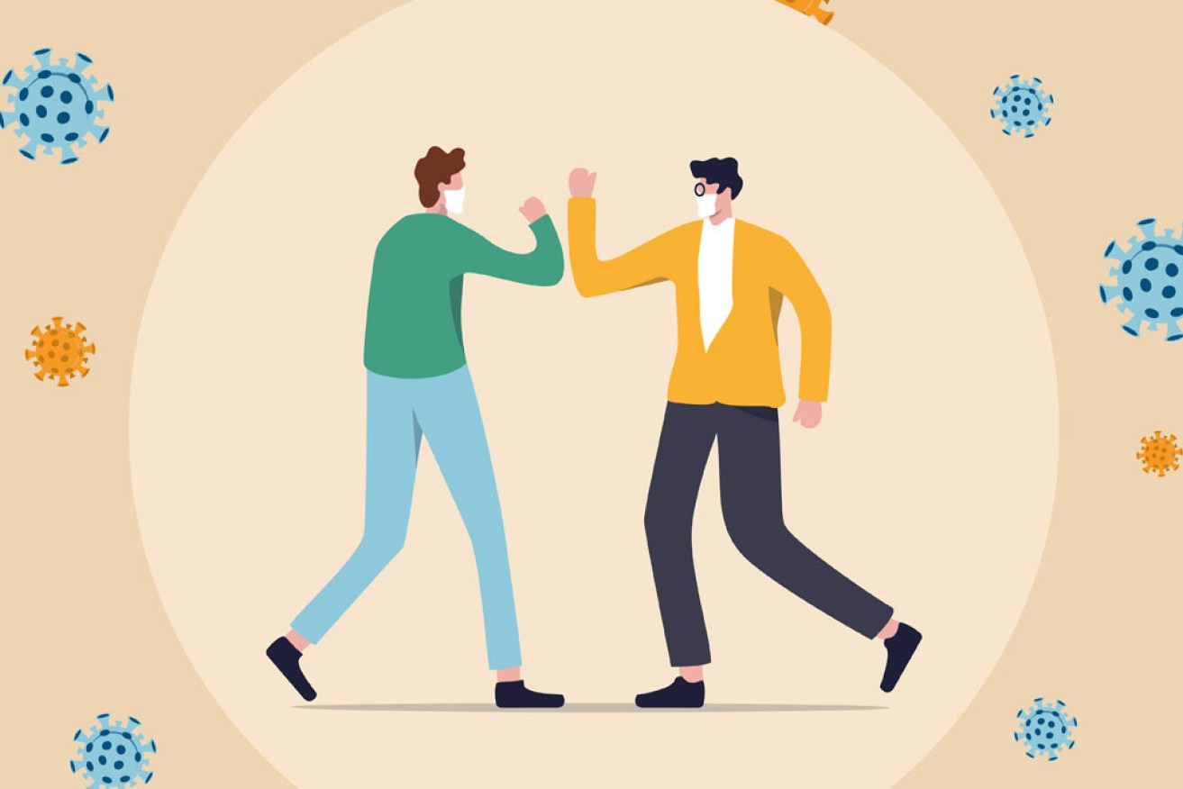The elbow handshake ... it's a thing.