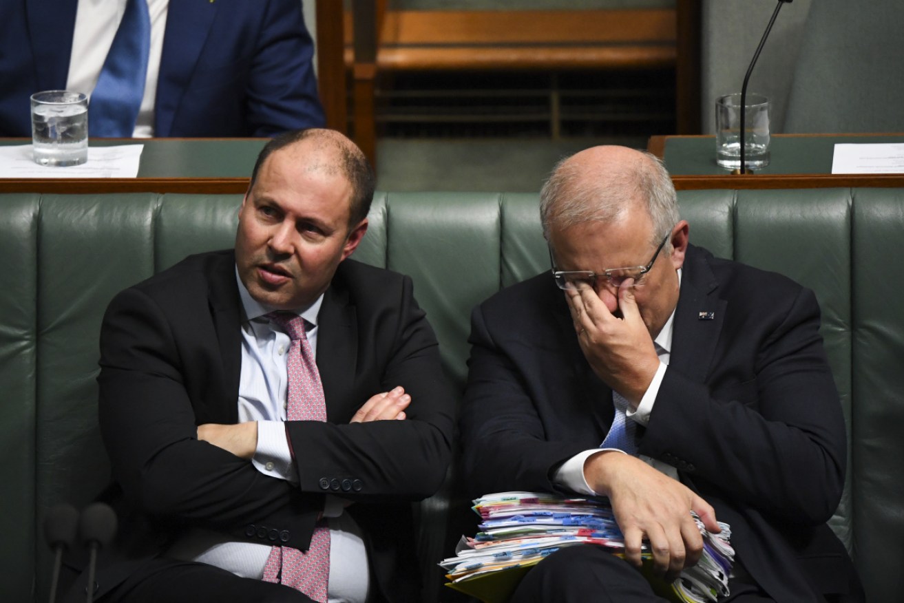 Treasurer Josh Frydenberg and PM Scott Morrison on March 8.