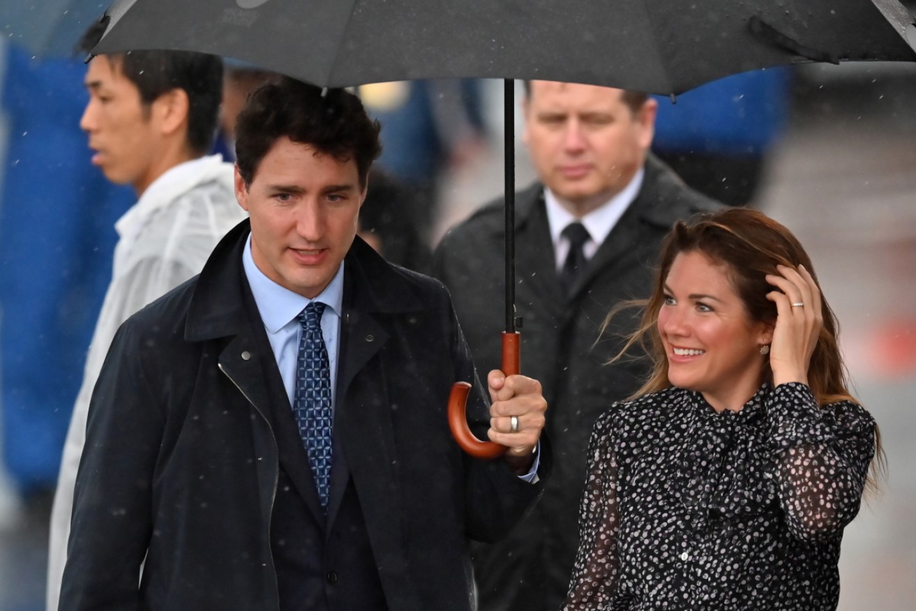 Under the weather ... Canada's Prime Minister Justin Trudeau with his wife Sophie Gregoire Trdueau, who has tested positive for coronavirus. 