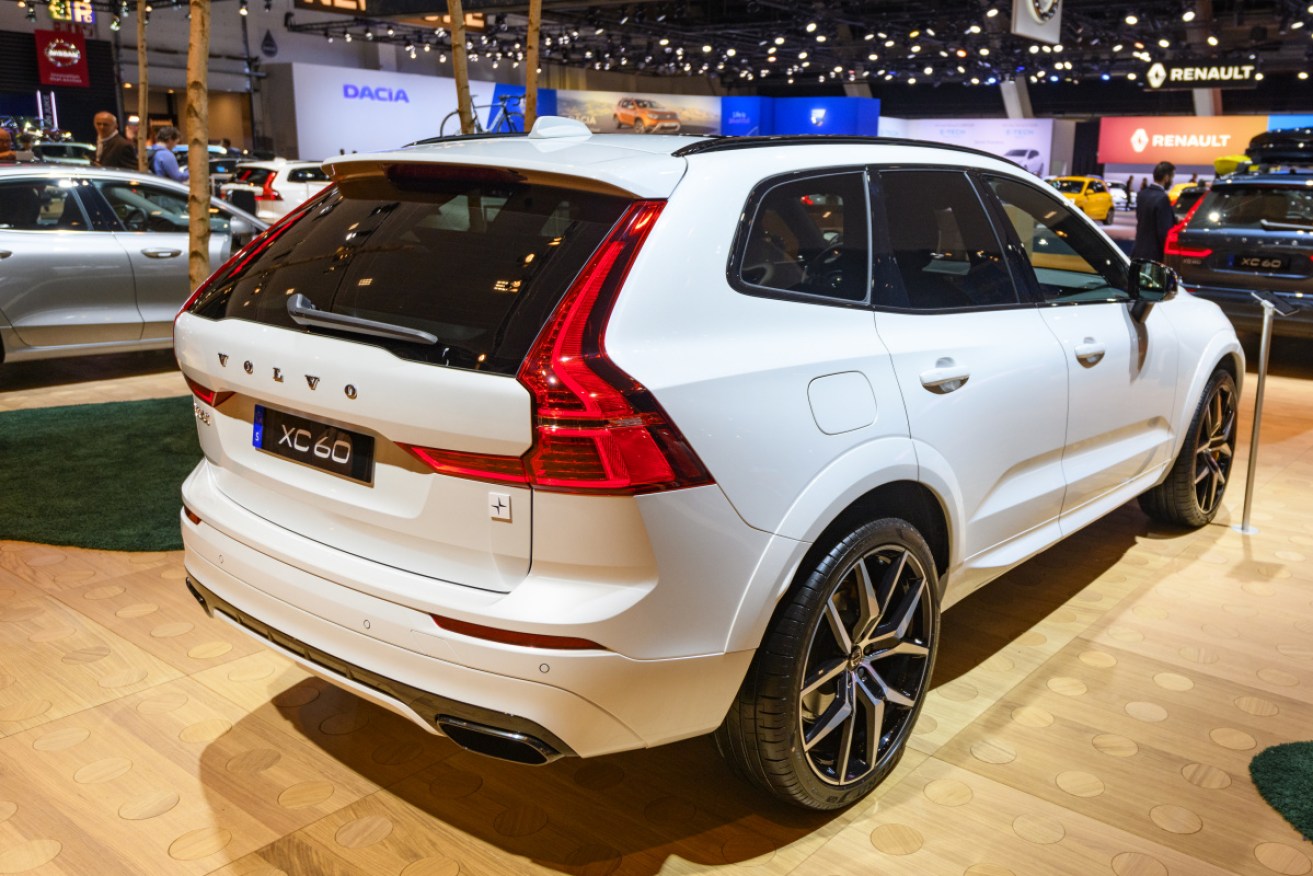 Volvo XC60 crossover SUV car on display at Brussels Expo on January 9 in Belgium.
