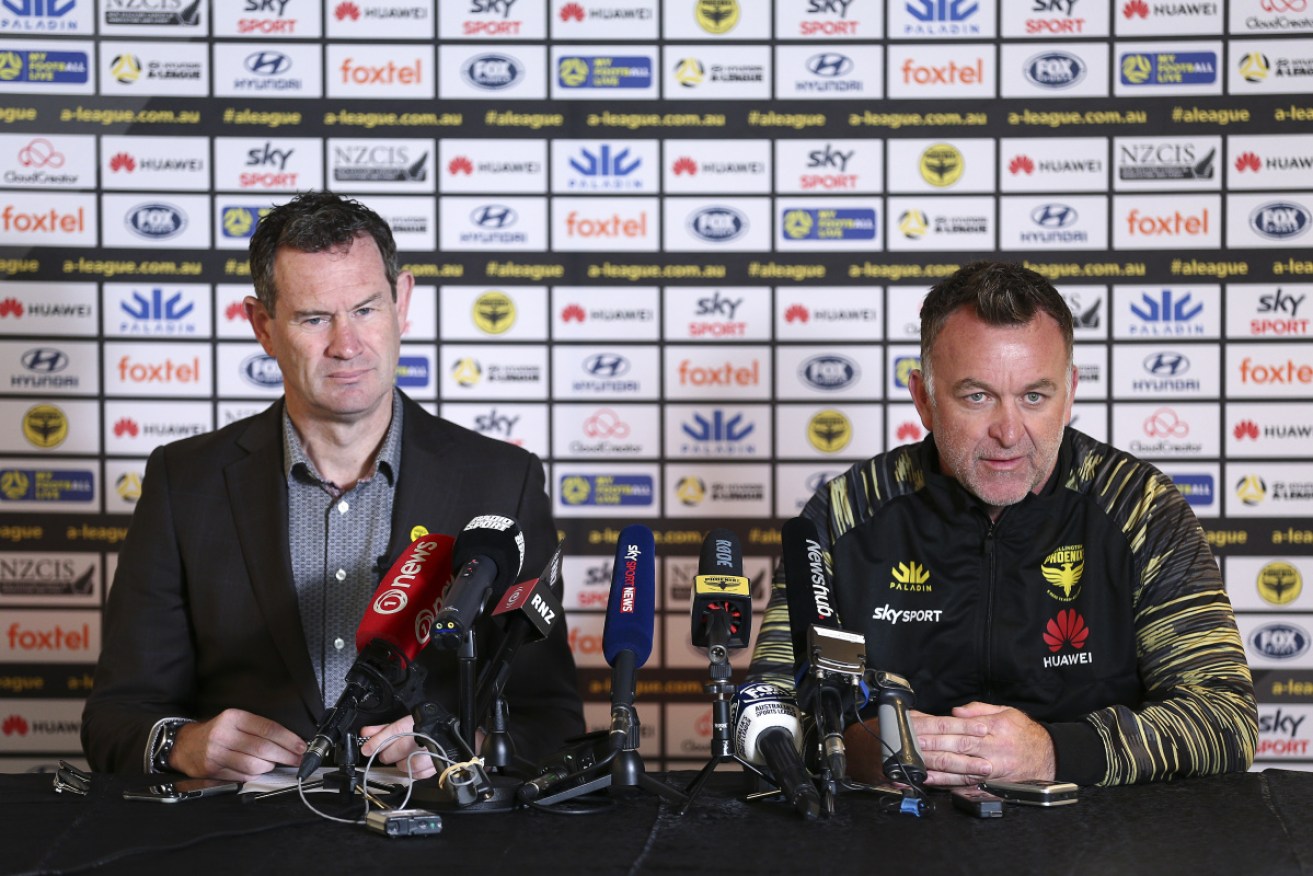 Wellington Phoenix general manager David Dome, left, has indicated the way forward for the A-League.