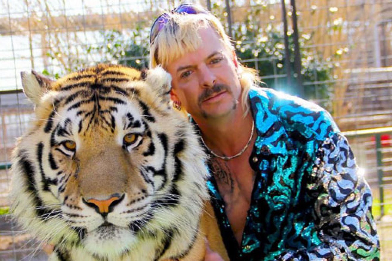 The classic <i>Tiger King</i> shot that sums up a global entrancement with the world of Joe Exotic. <i>Photo: Netflix</i>