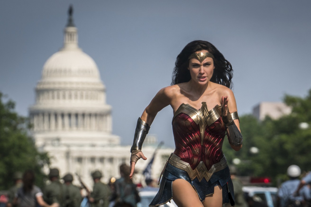 Gal Gadot in a scene from <i>Wonder Woman 1984</i>.