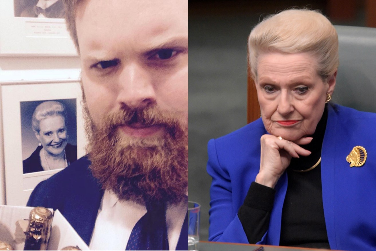 Political adviser Ben Foster celebrates the downfall of Speaker Bronwyn Bishop.