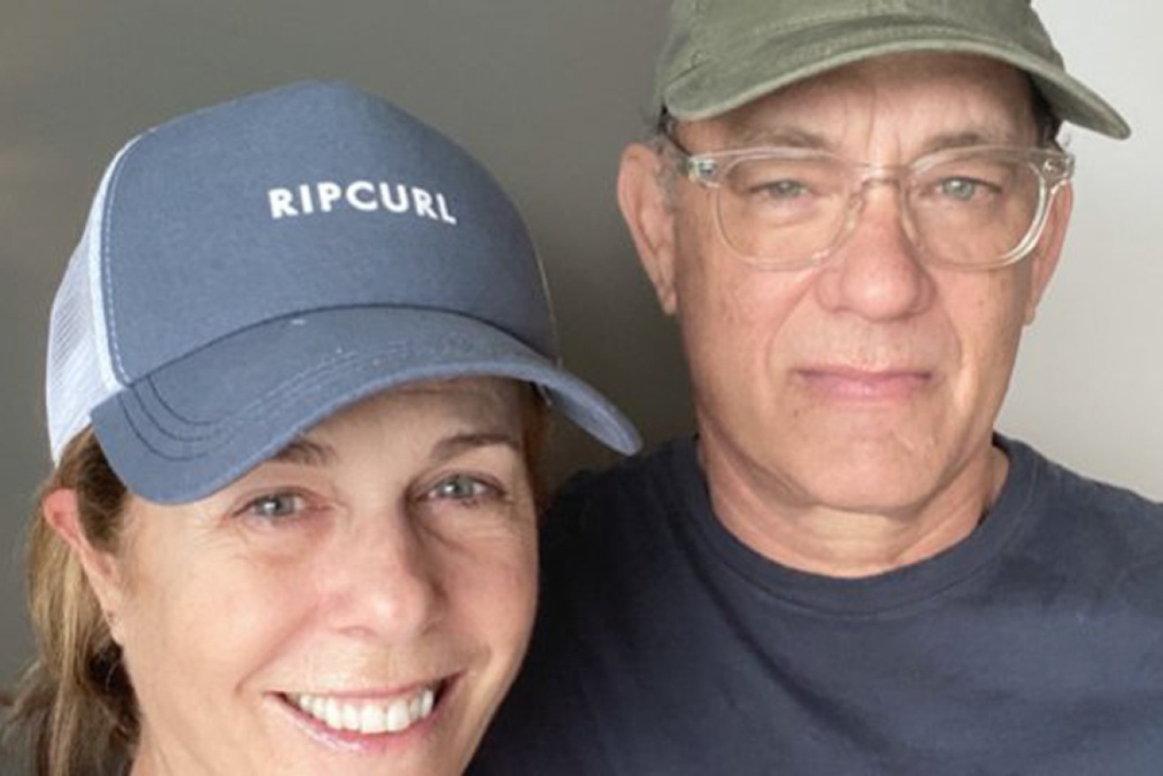 Tom Hanks and Rita Wilson during their coronavirus quarantine in Australia in March.