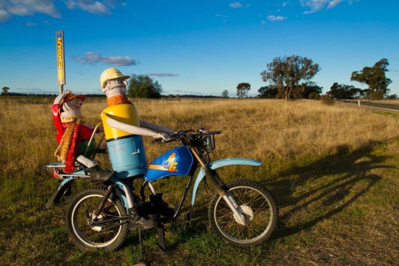 Mailboxes can come in all shapes and sizes, like these fun figures riding a motorbike at Bogan Gate, NSW. 