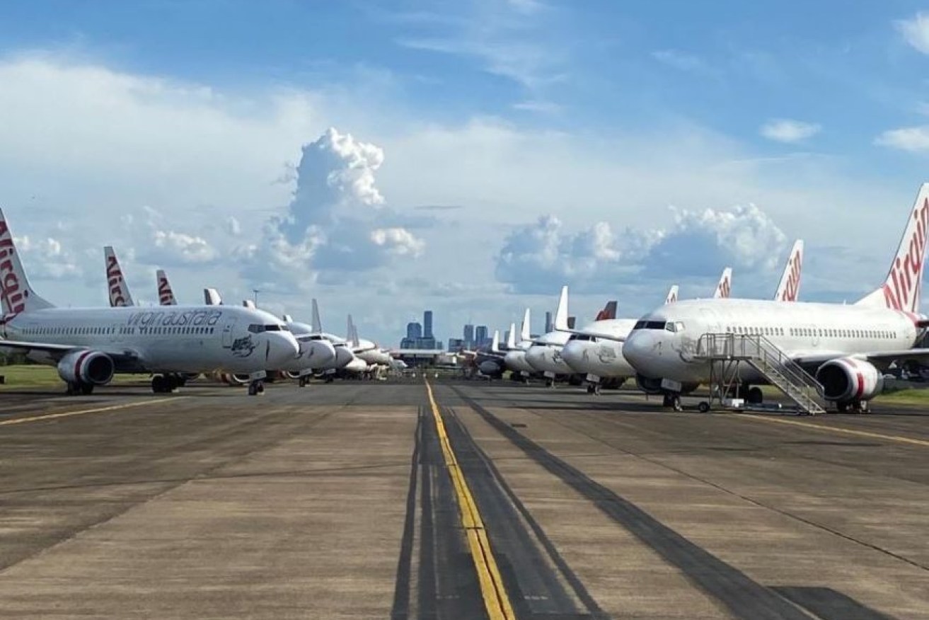 Dozens of Virgin aircraft lay dormant around the country's major airports.