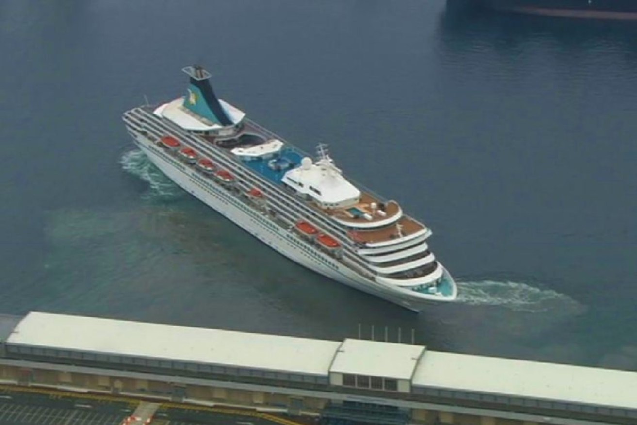 The Artania has left port after a protracted stand-off with state and federal authorities.