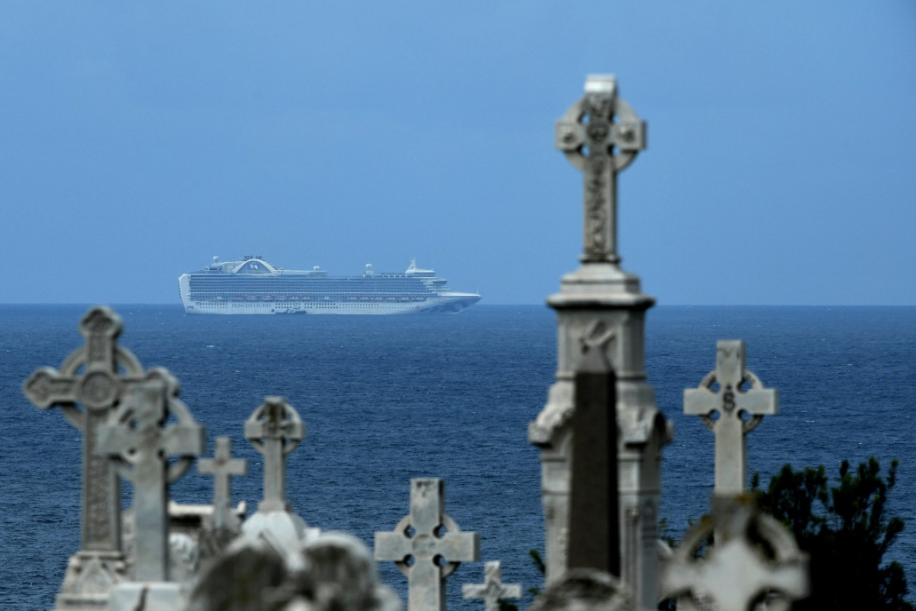 The Ruby Princess off the coast of Sydney on Wednesday.