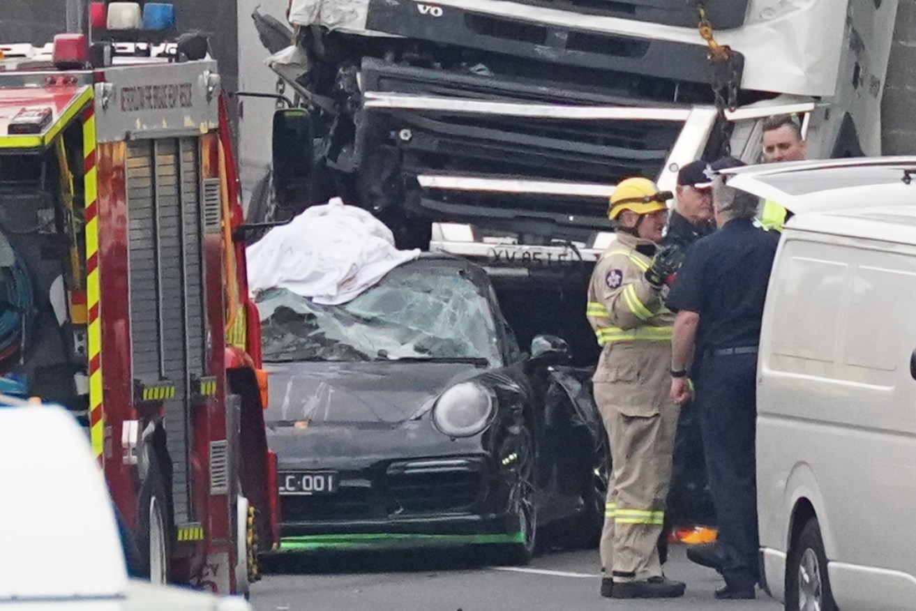 Emergency services at the crash scene in Melbourne's Kew on Thursday morning.