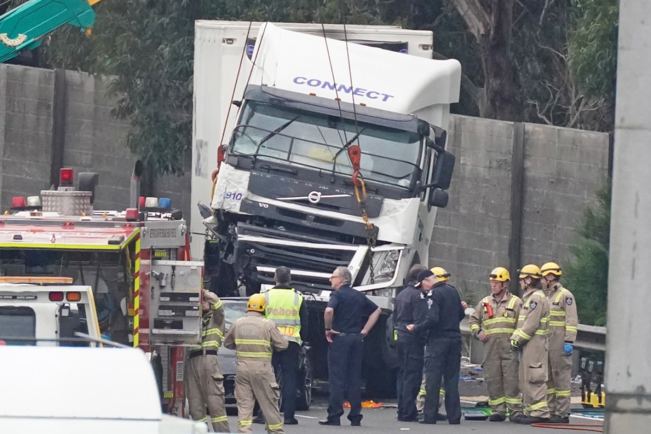 The crash scene on the Eastern Freeway in April.