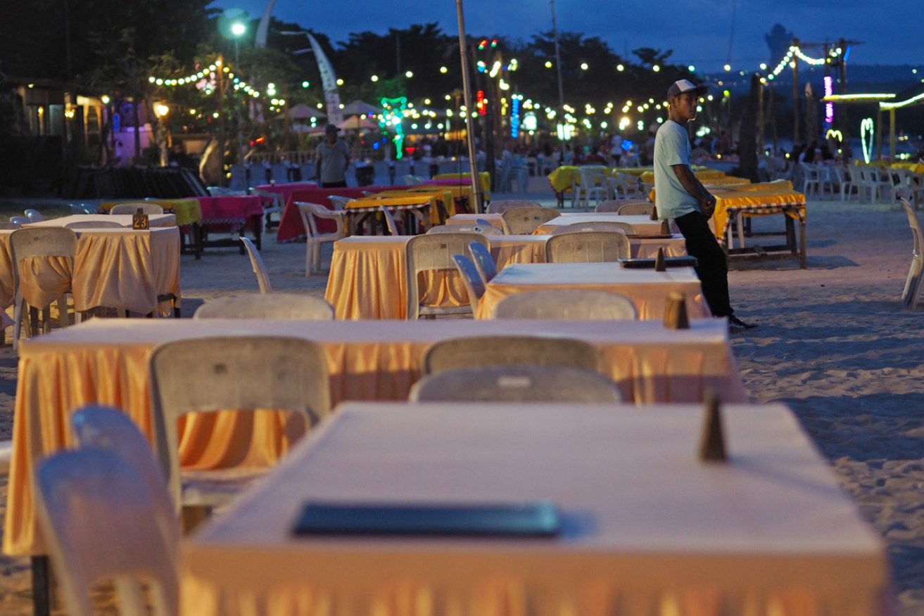 An empty beachside restaurant in Bali – abandoned by tourists amid the coronavirus outbreak.