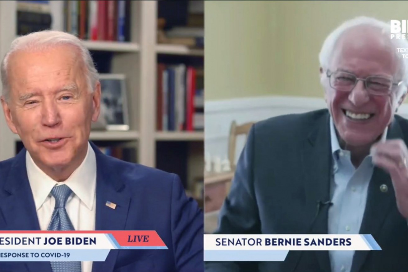 Bernie Sanders endorsed Democratic presidential candidate Joe Biden during a live streaming broadcast.
