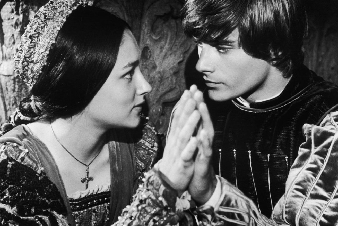 Leonard Whiting and Olivia Hussey in Franco Zeffirelli's adaptation of Romeo and Juliet. 