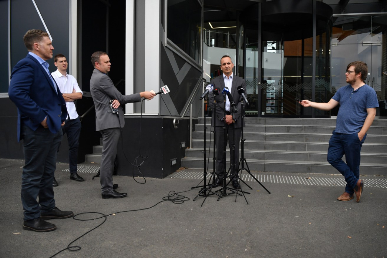NRL acting chief executive Andrew Abdo speaks to the media in Sydney on Tuesday.