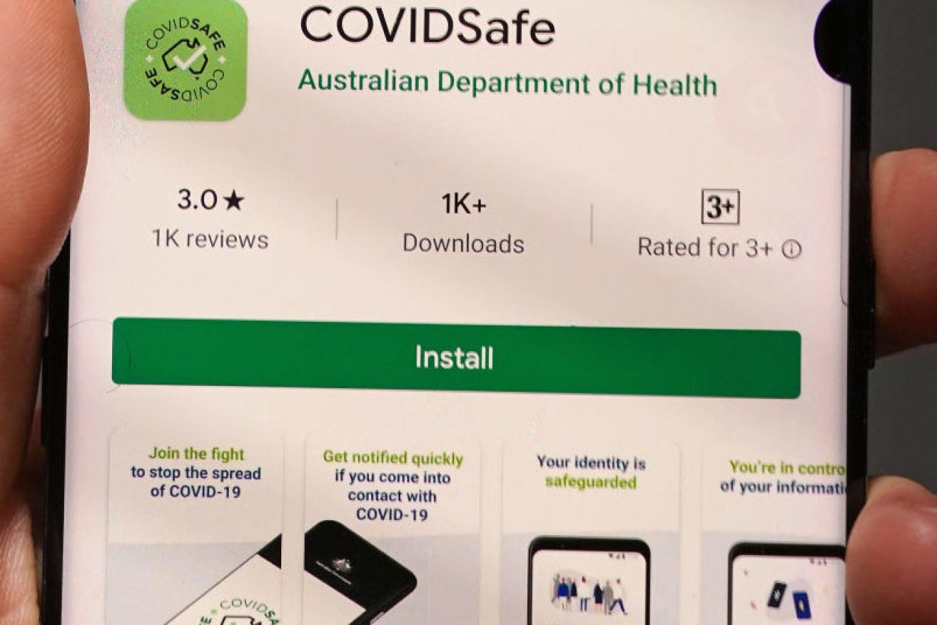 The Australian Government's voluntary coronavirus tracing app 'COVIDSafe' is seen on a mobile phone.