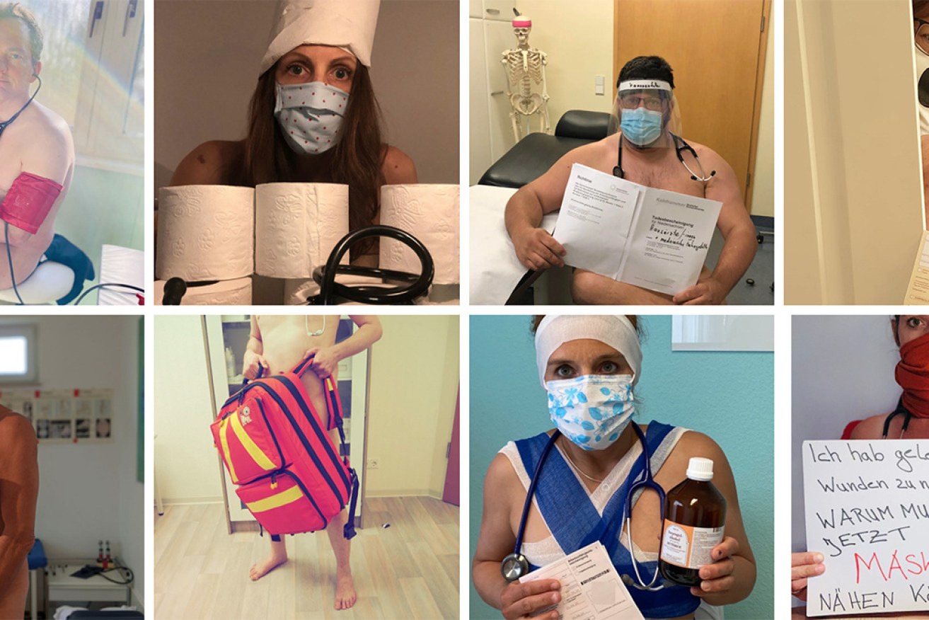GPs in Germany have stripped off over a lack of masks, gloves and medical gowns to protect them.