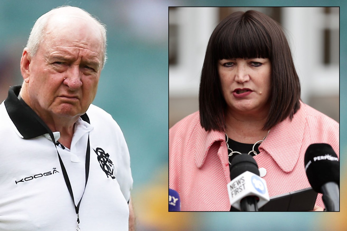 Former Wallabies coach Alan Jones has kicked former Rugby Australia boss Raelene Castle (inset)  on her way out of the door and called for the board to follow.