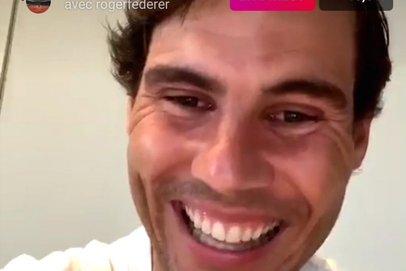 Tennis champions Rafael Nadal and rival Roger Federer chatted on Instagram Live after a false start. 