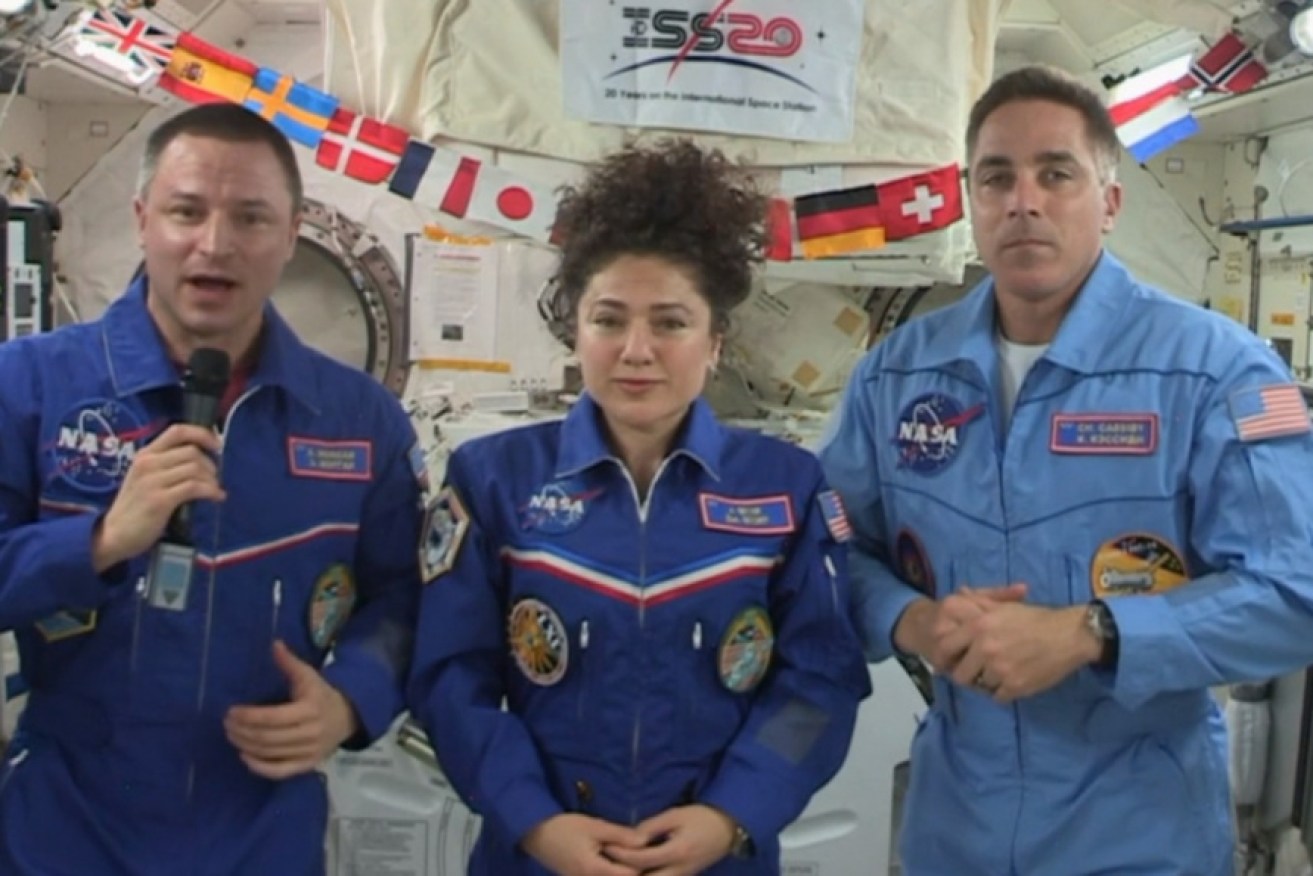 NASA astronauts hold press conference from International Space Station.