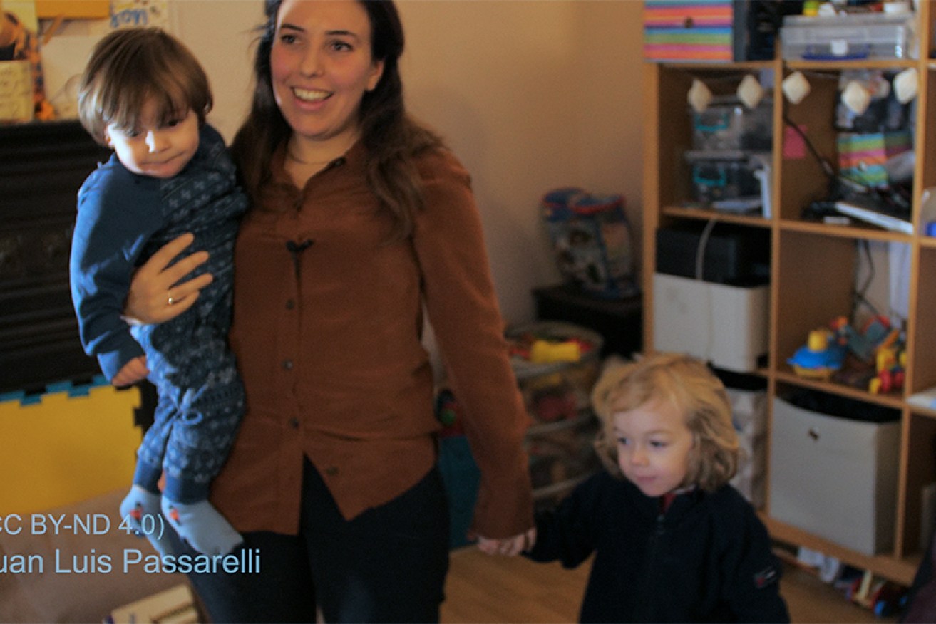 Julian Assange's partner Stella Moris and their sons Gabriel and Max.