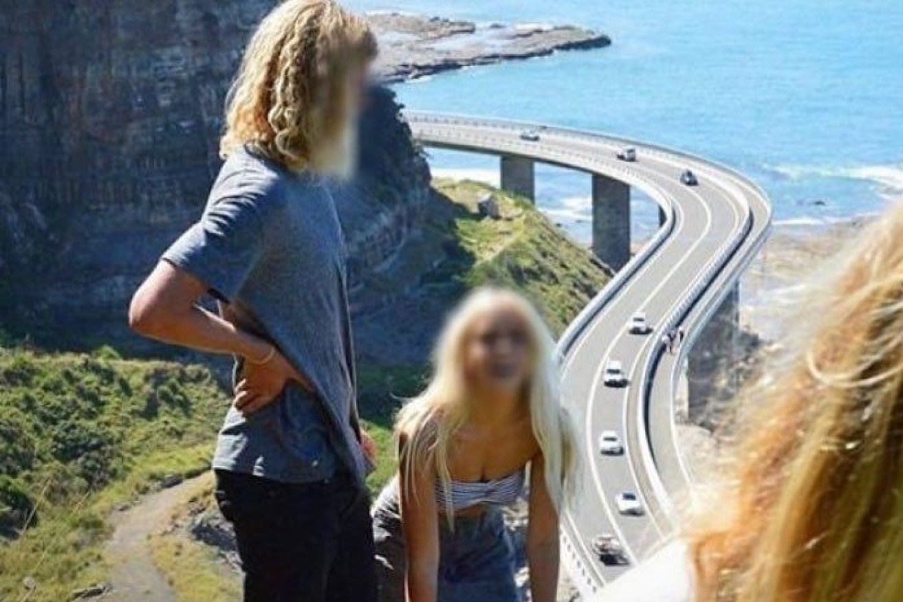 A photo, posted online, taken at the spot above the Sea Cliff Bridge that is causing headaches for emergency services.