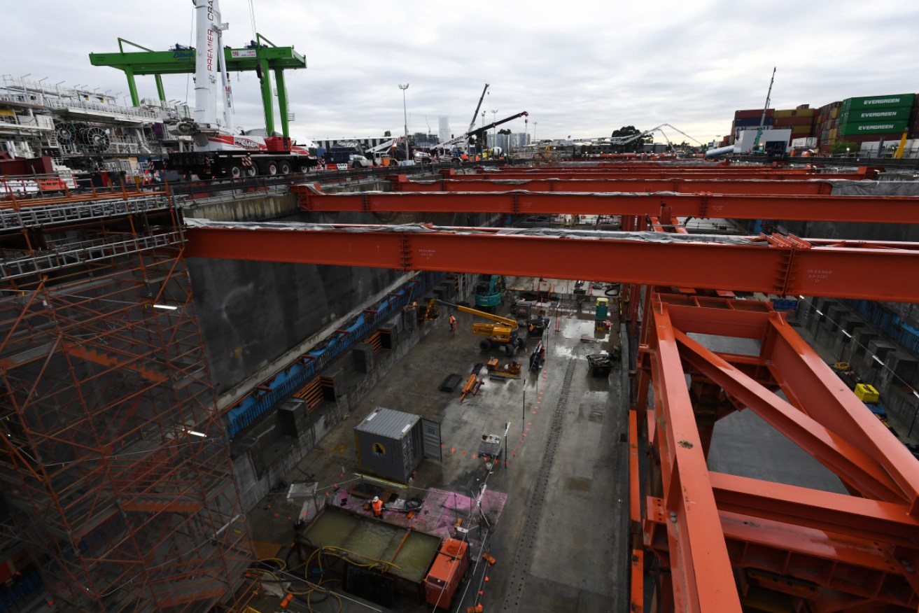 The West Gate Tunnel construction site in Yarraville, Melbourne.