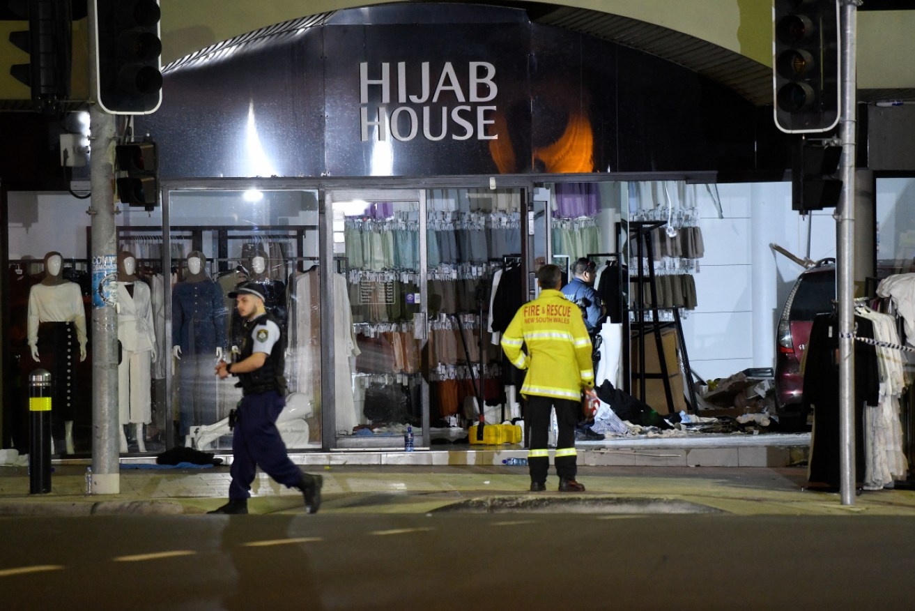 Sabry Nassar's station wagon crashed into a hijab store in Sydney's western suburbs.
