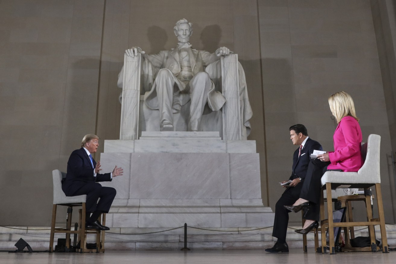 Donald Trump at the interview, which was held at the Lincoln Memorial.