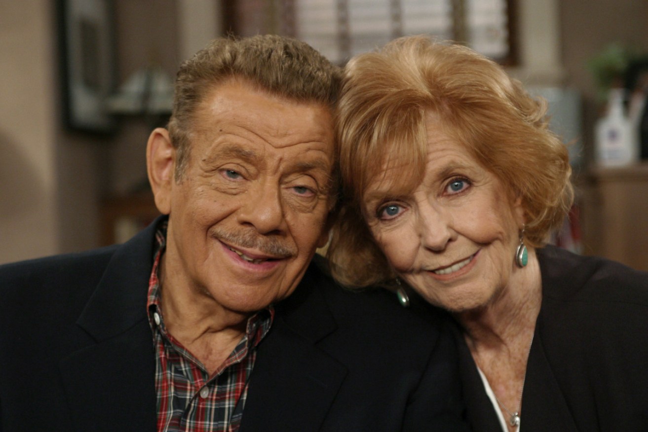 Jerry Stiller and his wife Anne Meara pose on the set of <i>The King of Queens</i> in 2003. 