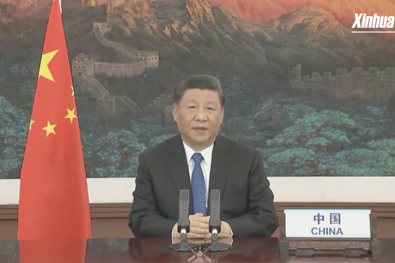 China President Xi Jinping addresses the World Health Assembly via a video speech on Monday night.