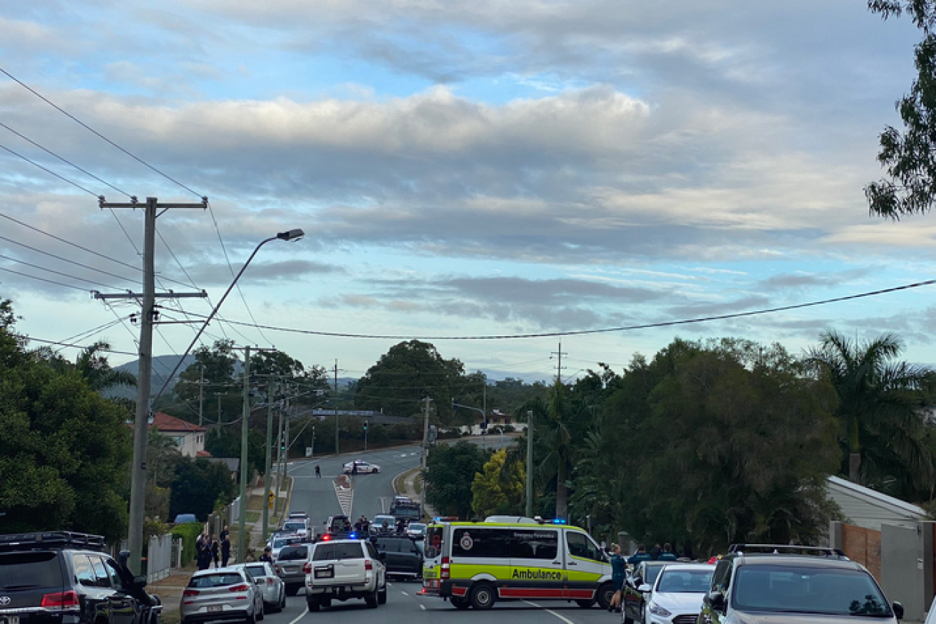 The standoff scene on Atrium Way, Everton Hills,  Brisbane.