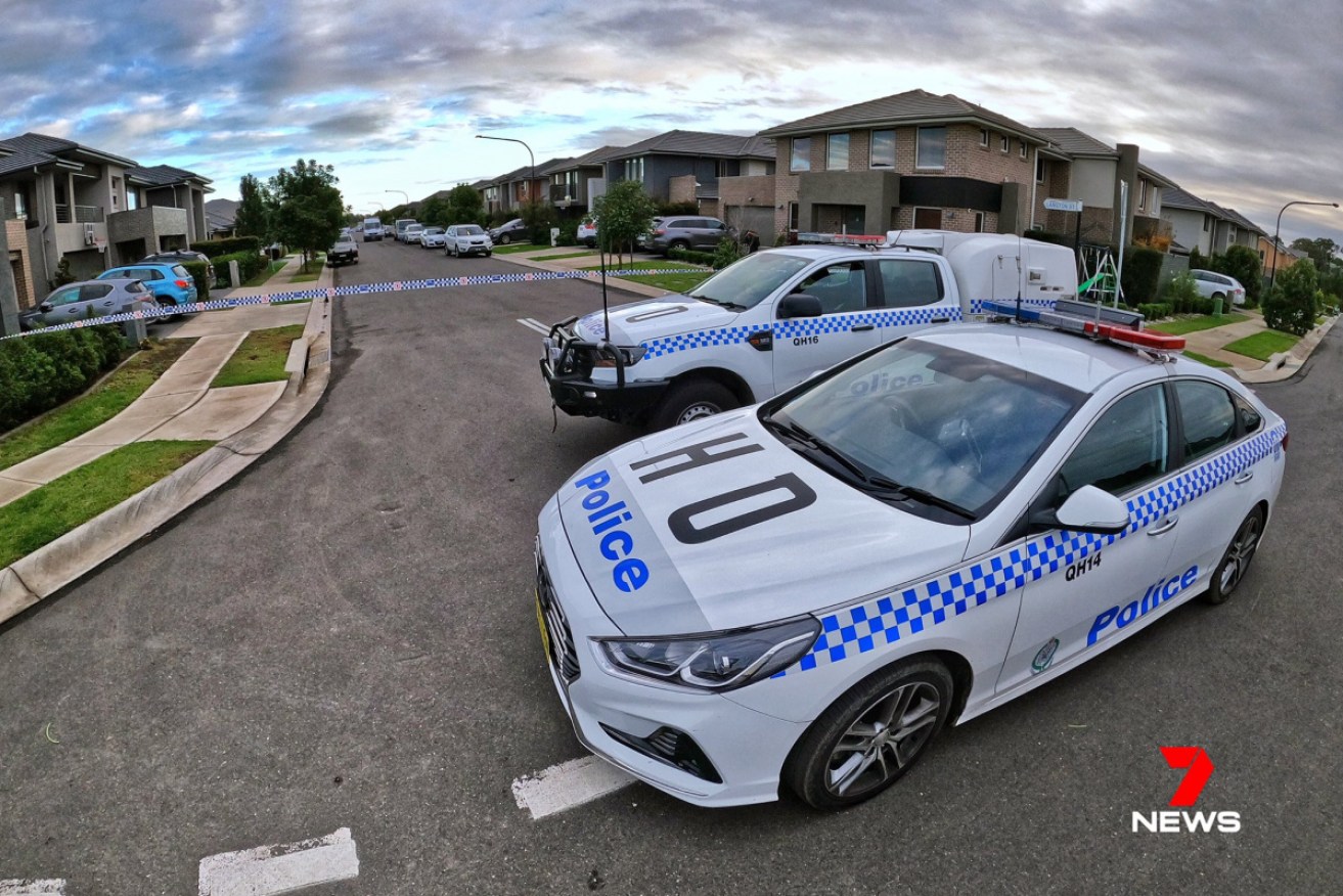 The crime scene at Riverstone in Sydney's west on Sunday. 