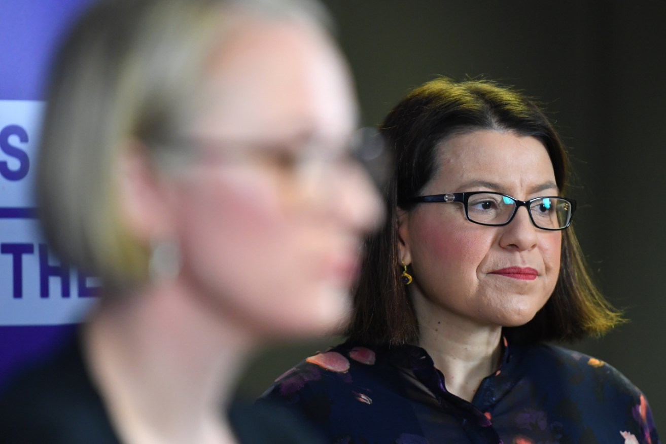 Victorian Health Minister Jenny Mikakos (right) with deputy chief health officer Annaliese van Diemen.