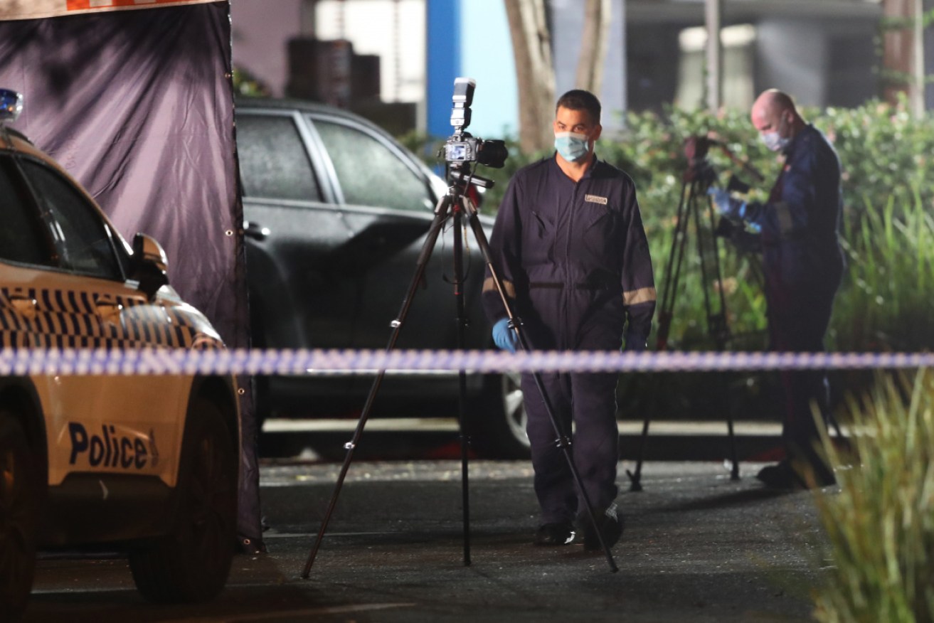 Police at the scene where a Melbourne teenager died on Tuesday afternoon.