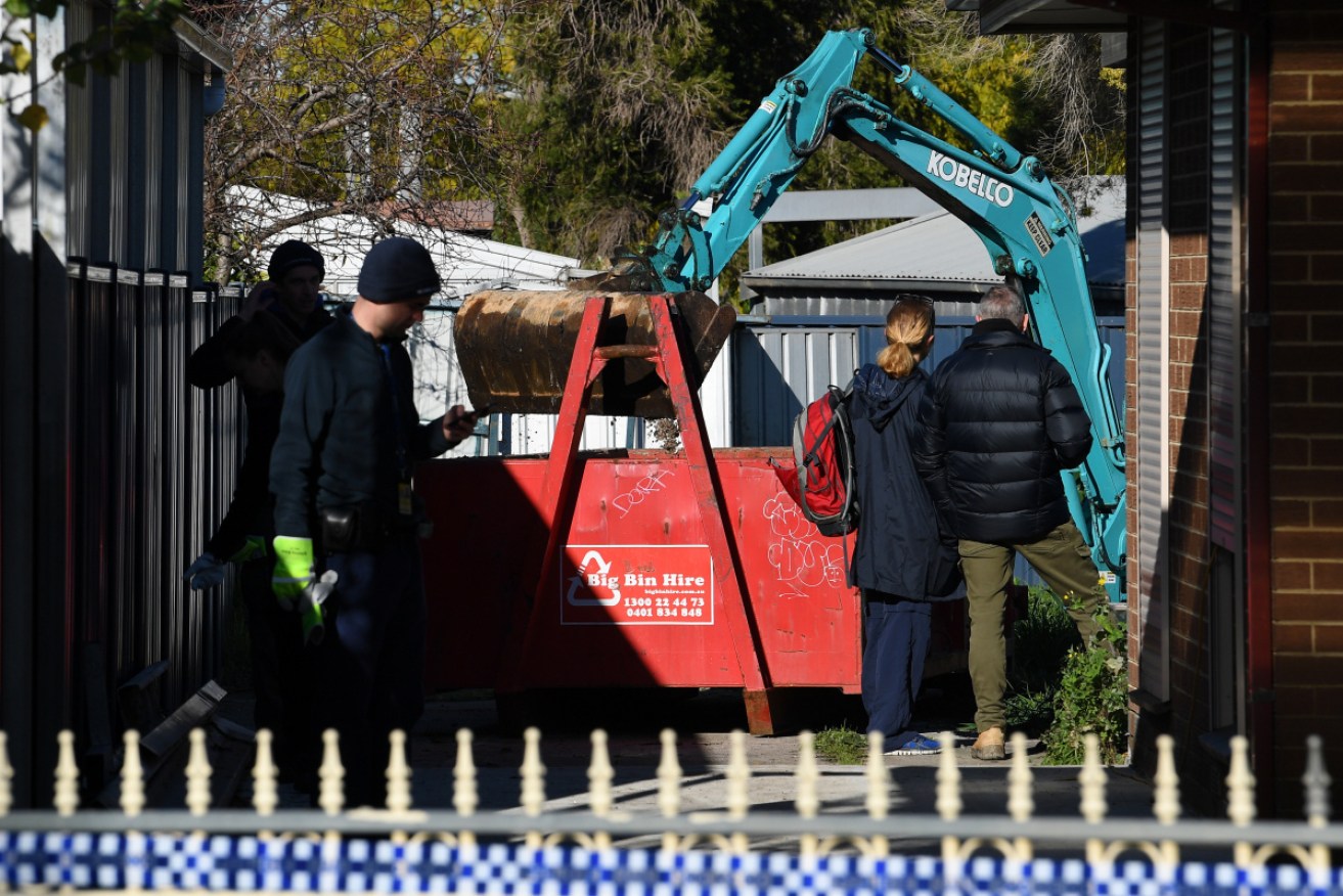 Excavation workers at the former home of Veronica Green, in Melbourne's west.