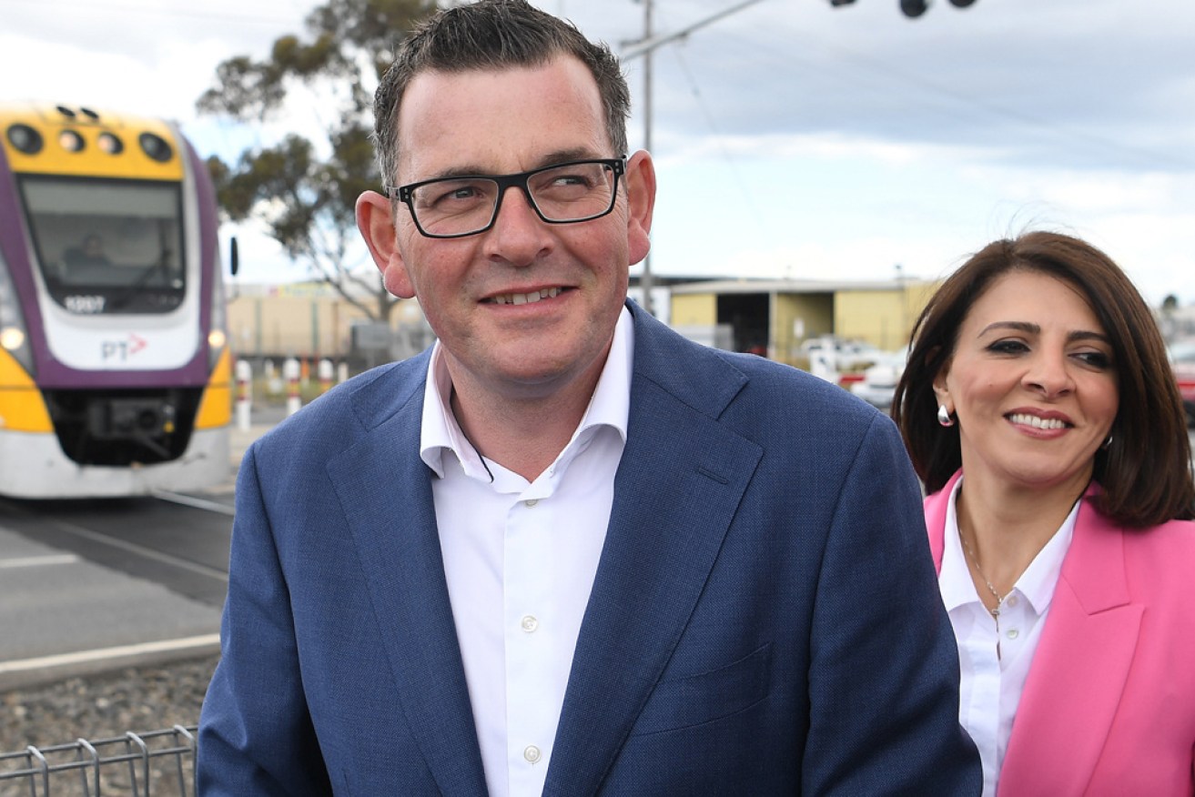 Marlene Kairouz on the campaign trail with Daniel Andrews in 2018. She resigned as a minister on Tuesday morning.