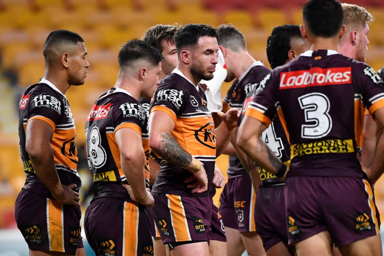 A dejected Darius Boyd after another Roosters try at Suncorp Stadium in Brisbane on Thursday.