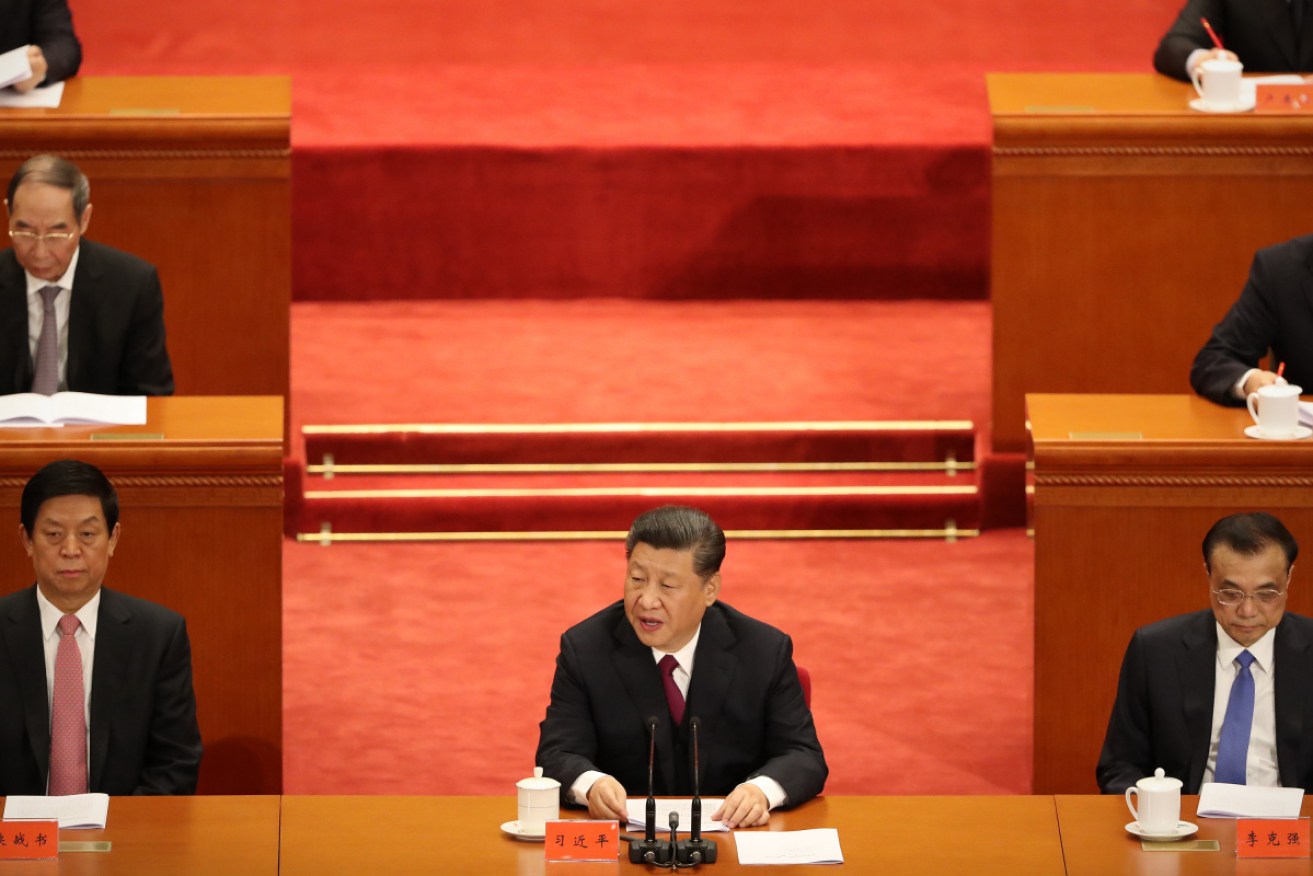 Chinese President Xi Jinping delivers a speech in 2019. 