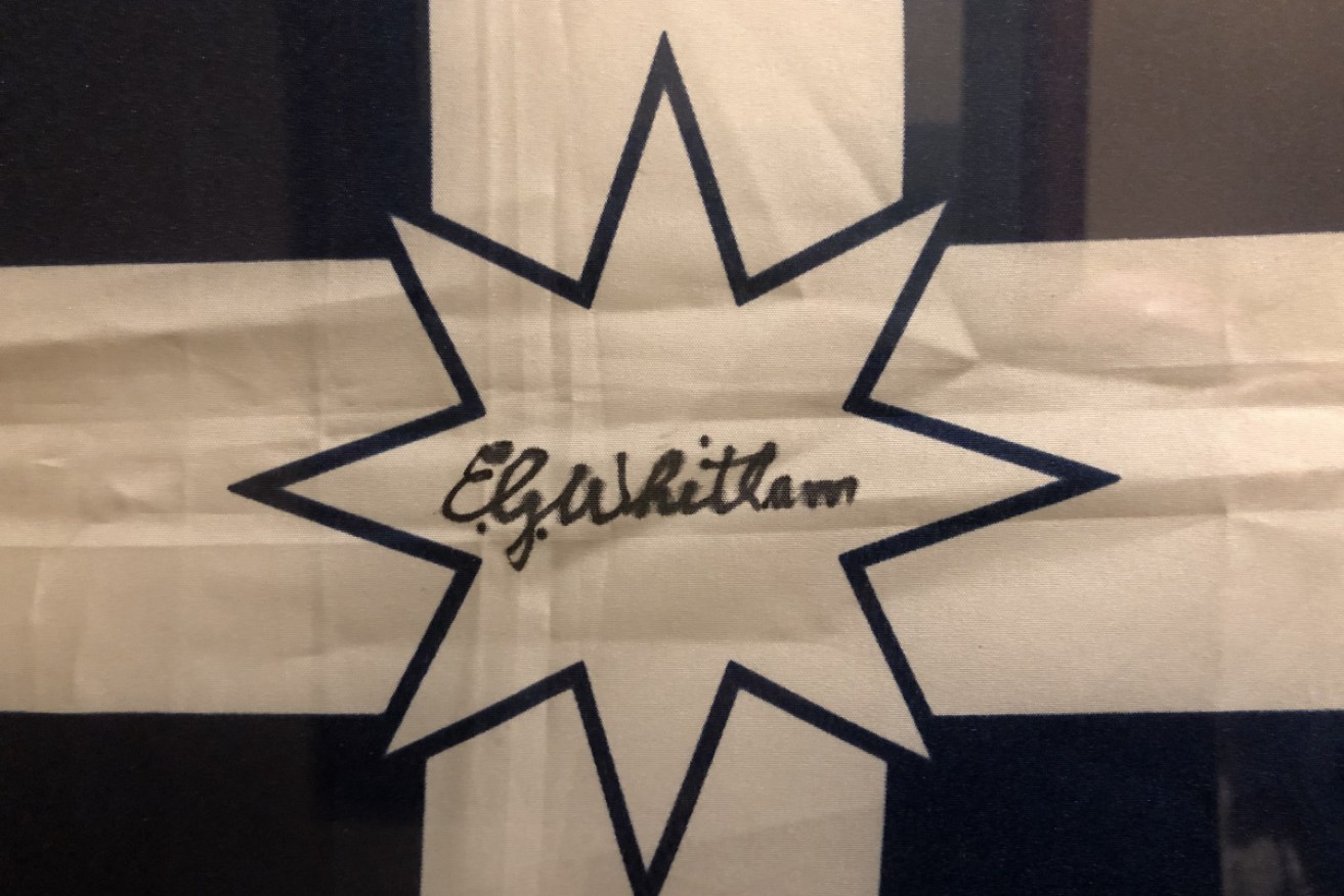 Avowed republican: A Gough Whitlam-signed Eureka flag. 